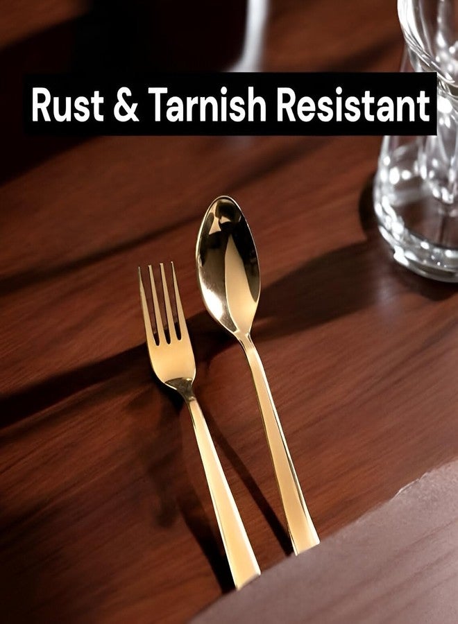 EvoFlex Premium Desert Dinner Fork18.5cm, PVD Gold Finish Set, Stainless Steel,Golden Forks Set of 6, Forks Cutlery for Home& Kitchen,Luxury Dining Tableware Gift for House Warming, Gold Dinner Forks - Image 3